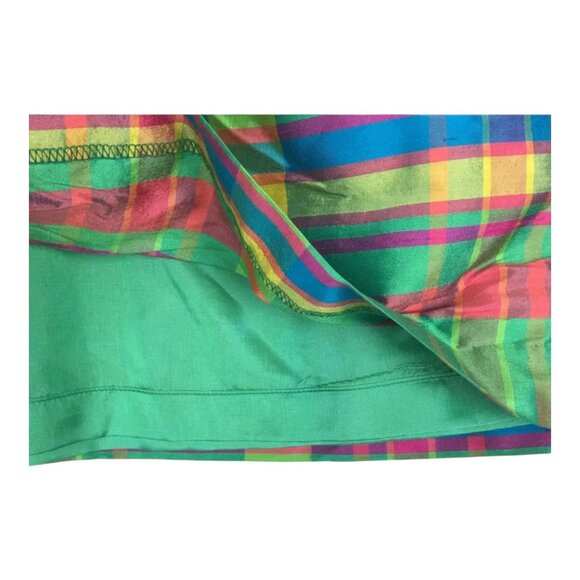 Vtg Lauren Ralph Lauren Skirt 6 Silk Plaid Mini 90s Y2K Colorful Mini Holiday - Picture 3 of 7